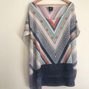 Bobeau Geometric Print Short Sleeve Blouse Sz 3X
